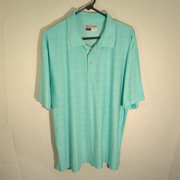 PGA Tour Large Polo Shirt Men Blue Airflux Golf Performance Stretch Short Sleeve - Picture 1 of 4